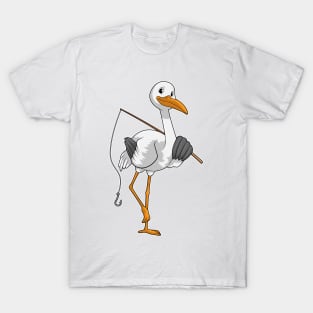 Stork as Fisher with Fishing rod T-Shirt